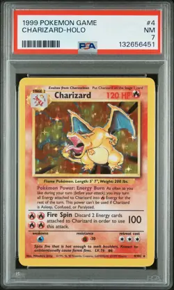 1999 POKEMON BASE SET UNLIMITED #4 CHARIZARD-HOLO PSA 7 - Image 1