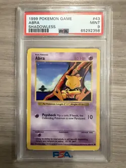 1999 Pokemon Shadowless Abra PSA 9 Mint #43 Base Set - Image 1