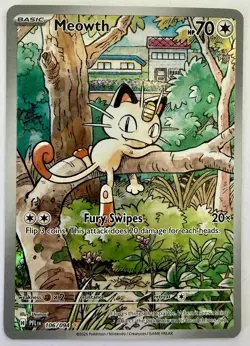 Pokemon TCG Meowth 106/094 Me02: Phantasmal Flames Illustration Rare Holo - Image 1