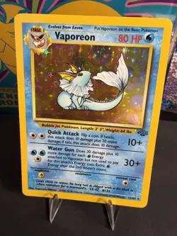 Pokemon TCG Vaporeon Card 12/64 - HOLO FOIL Shiny Base Jungle *LP* Vintage Card - Image 1