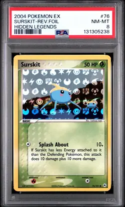 2004 POKEMON EX HIDDEN LEGENDS #76 SURSKIT-REVERSE FOIL PSA 8 - Image 1