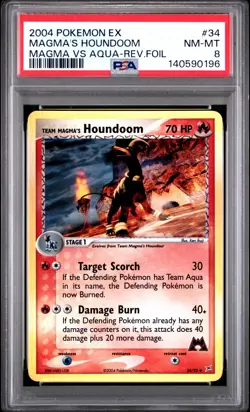 2004 POKEMON EX TEAM MAGMA VS TEAM AQUA TEAM MAGMA'S HOUNDOOM-REVERSE FOIL PSA 8 - Image 1