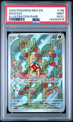 2025 POKEMON MEG EN-MEGA EVOLUTION ILLUSTRATION RARE #136 SHUCKLE PSA 9 - Image 1