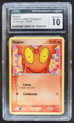 2005 Pokemon EX Deoxys Slugma Portuguese Reverse Holo #74/107 CGC 10 CG4 - Image 1