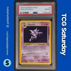 1999 POKEMON FOSSIL #6/62 HAUNTER HOLO RARE PSA 8 - Image 1