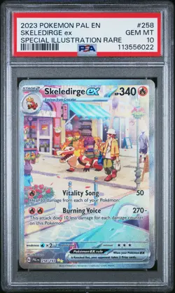 2023 POKEMON PALDEA EVOLVED SPECIAL ILLUSTRATION RARE #258 SKELEDIRGE EX PSA 10 - Image 1