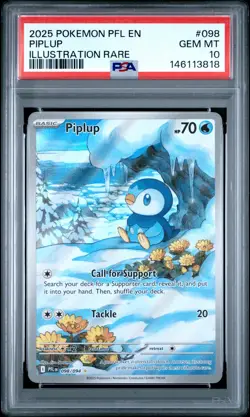 2025 POKEMON PFL EN-PHANTASMAL FLAMES ILLUSTRATION RARE #098 PIPLUP PSA 10 - Image 1