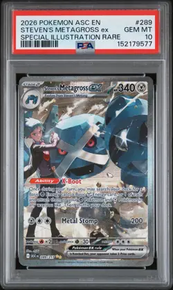 2026 POKEMON ASC SPECIAL ILLUSTRATION RARE #289 STEVEN'S METAGROSS EX PSA 10 - Image 1