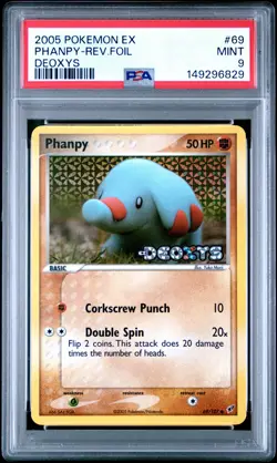 2005 POKEMON EX DEOXYS #69 PHANPY-REVERSE FOIL PSA 9 - Image 1