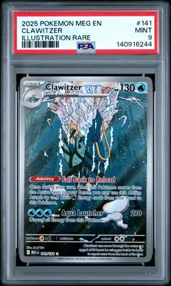 2025 POKEMON MEG EN-MEGA EVOLUTION ILLUSTRATION RARE #141 CLAWITZER PSA 9 - Image 1