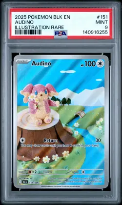 2025 POKEMON BLK EN-BLACK BOLT ILLUSTRATION RARE #151 AUDINO PSA 9 - Image 1