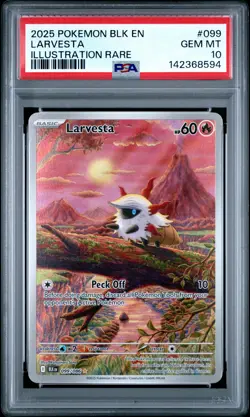 2025 POKEMON BLK EN-BLACK BOLT ILLUSTRATION RARE #099 LARVESTA PSA 10 - Image 1