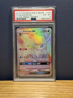 Pokemon Glaceon GX 159/156 Ultra Prism Secret Rare Holo 2018 PSA 6 - Image 1