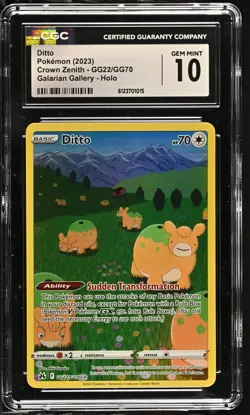 DITTO Crown Zenith Holo Trainer Gallery Rare #GG22 CGC 10 Pokemon [Nostalgium] - Image 1