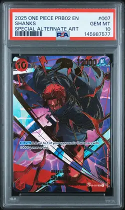 2025 ONE PIECE PREMIUM BOOSTER THE BEST VOL.2 SPECIAL ALT ART SHANKS PSA 10 - Image 1
