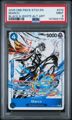 2025 ONE PIECE STARTER DECK ST22-ACE & NEWGATE B&W ALTERNATE ART MARCO PSA 9 - Image 1