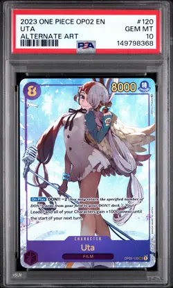 2023 ONE PIECE OP02-PARAMOUNT WAR ALTERNATE ART #120 UTA PSA 10 - Image 1