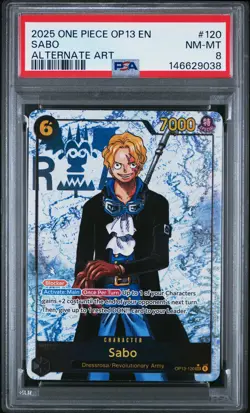 2025 ONE PIECE OP13-CARRYING ON HIS WILL ALTERNATE ART #120 SABO PSA 8 - Image 1