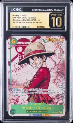 2025 ONE PIECE JPN CARRYING ON HIS WILL ALT ART MONKEY D. LUFFY CGC 10 PRISTINE - Image 1