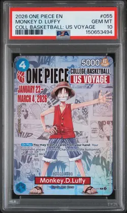 2026 ONE PIECE PROMOS COLLEGE BASKETBALL : US VOYAGE MONKEY D. LUFFY PSA 10 - Image 1