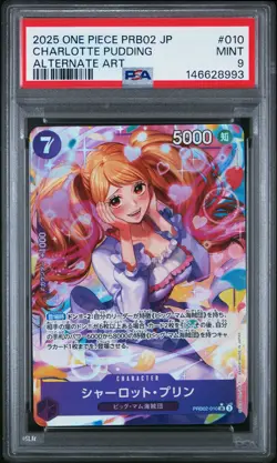 2025 ONE PIECE JAPANESE PRB02-ALTERNATE ART #010 CHARLOTTE PUDDING PSA 9 - Image 1