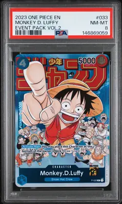 2023 ONE PIECE PROMOS EVENT PACK VOL.2 #033 MONKEY D. LUFFY PSA 8 - Image 1
