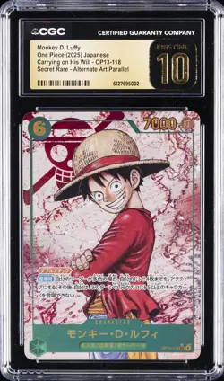 2025 ONE PIECE JPN CARRYING ON HIS WILL ALT ART MONKEY D. LUFFY CGC 10 PRISTINE - Image 1