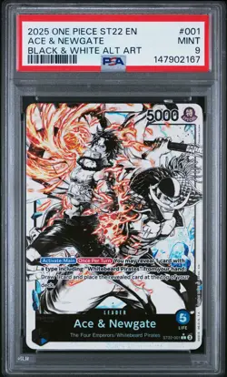 2025 ONE PIECE STARTER DECK ST22-ACE & NEWGATE ALT ART #001 ACE & NEWGATE PSA 9 - Image 1