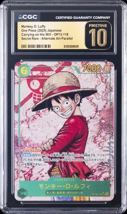2025 ONE PIECE JPN CARRYING ON HIS WILL ALT ART MONKEY D. LUFFY CGC 10 PRISTINE - Image 1