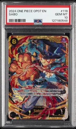 2024 ONE PIECE OP07-500 YEARS IN THE FUTURE #118 SABO PSA 10 - Image 1
