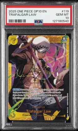 2025 ONE PIECE OP10-ROYAL BLOOD #119 TRAFALGAR LAW PSA 10 - Image 1