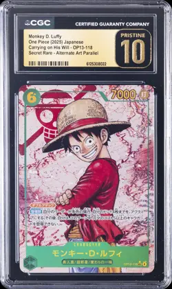 2025 ONE PIECE JPN CARRYING ON HIS WILL ALT ART MONKEY D. LUFFY CGC 10 PRISTINE - Image 1