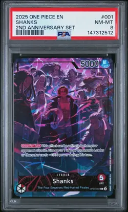 2025 ONE PIECE ENGLISH VERSION 2ND ANNIVERSARY SET #001 SHANKS PSA 8 - Image 1