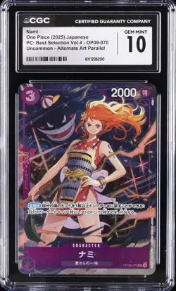 2025 ONE PIECE JAPANESE PC: BEST SELECTION VOL.4 ALT ART #OP09-070 NAMI CGC 10 - Image 1