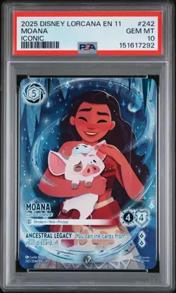 2026 DISNEY LORCANA EN 11-WINTERSPELL ICONIC MOANA CURIOUS EXPLORER PSA 10 - Image 1