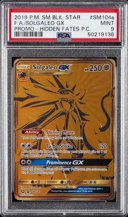 2019 POKEMON SM BLACK STAR PROMO #SM104A FULL ART/SOLGALEO GX PSA 9 - Image 1