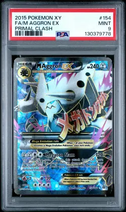 2015 POKEMON XY PRIMAL CLASH #154 FULL ART/M AGGRON EX PSA 9 - Image 1