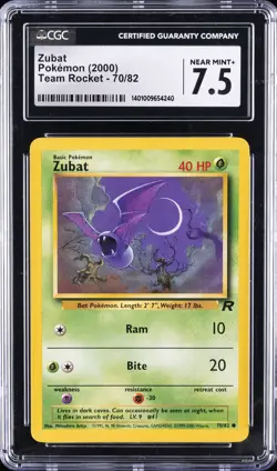2000 POKEMON TEAM ROCKET #70 ZUBAT CGC 7.5 - Image 1