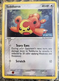 Pokemon 2005 Unseen Forces Teddiursa Reverse Holo 77/115 LP - Image 1