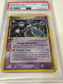 2006 POKEMON EX HOLON PHANTOMS GOLD STAR #103 MEWTWO-HOLO PSA 2 - Image 1