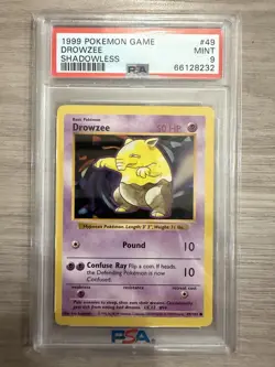 1999 Pokemon Shadowless Drowzee PSA 9 Mint #49 Base Set - Image 1