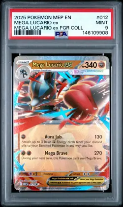 2025 POKEMON MEP PROMO FIGURE COLLECTION #012 MEGA LUCARIO EX PSA 9 - Image 1