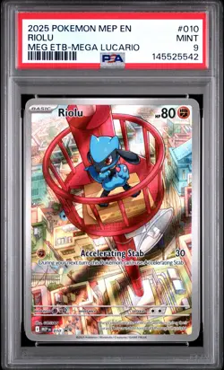 2025 POKEMON MEP EN-ME BLACK STAR PROMO #010 RIOLU PSA 9 - Image 1