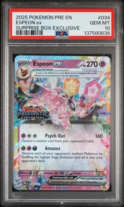 2025 POKEMON PRE EN-PRISMATIC EVOLUTIONS SURPRISE BOX EXCLUSIVE ESPEON EX PSA 10 - Image 1