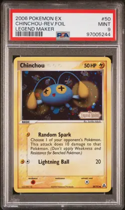 2006 POKEMON EX LEGEND MAKER #50 CHINCHOU-REVERSE FOIL PSA 9 - Image 1