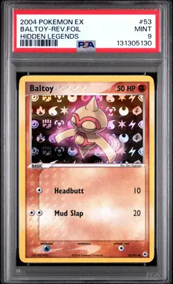 2004 POKEMON EX HIDDEN LEGENDS #53 BALTOY-REVERSE FOIL PSA 9 - Image 1