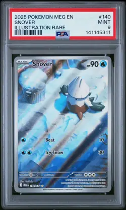2025 POKEMON MEG EN-MEGA EVOLUTION ILLUSTRATION RARE #140 SNOVER PSA 9 - Image 1