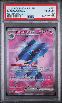 2025 POKEMON PFL EN-PHANTASMAL FLAMES ULTRA RARE #112 MISMAGIUS EX PSA 10 - Image 1