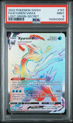 2022 POKEMON SWORD & SHIELD LOST ORIGIN SECRET #197 FULL ART/KYUREM VMAX PSA 9 - Image 1
