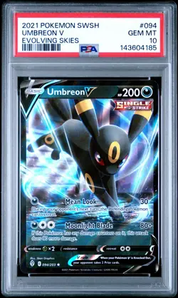 2021 POKEMON SWORD & SHIELD EVOLVING SKIES #094 UMBREON V PSA 10 - Image 1
